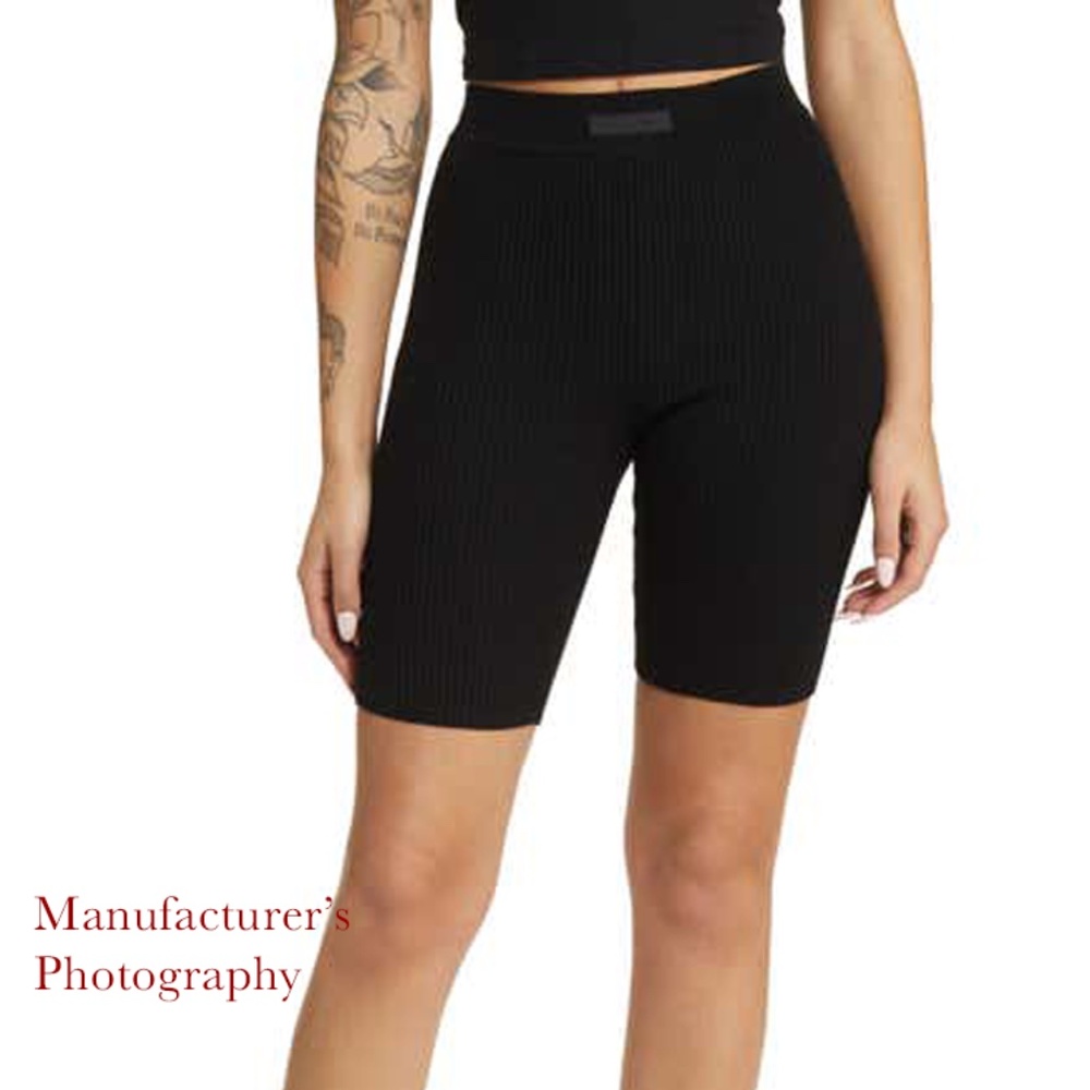 Fear of God Essentials Rib Sweater Bike Shorts - Jet Black XL